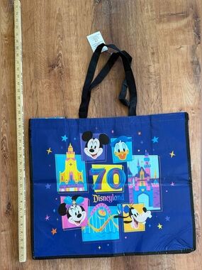 NWT Disneyland 70th Anniversary Reusable Tote Bag - Navy with Mickey & Friends